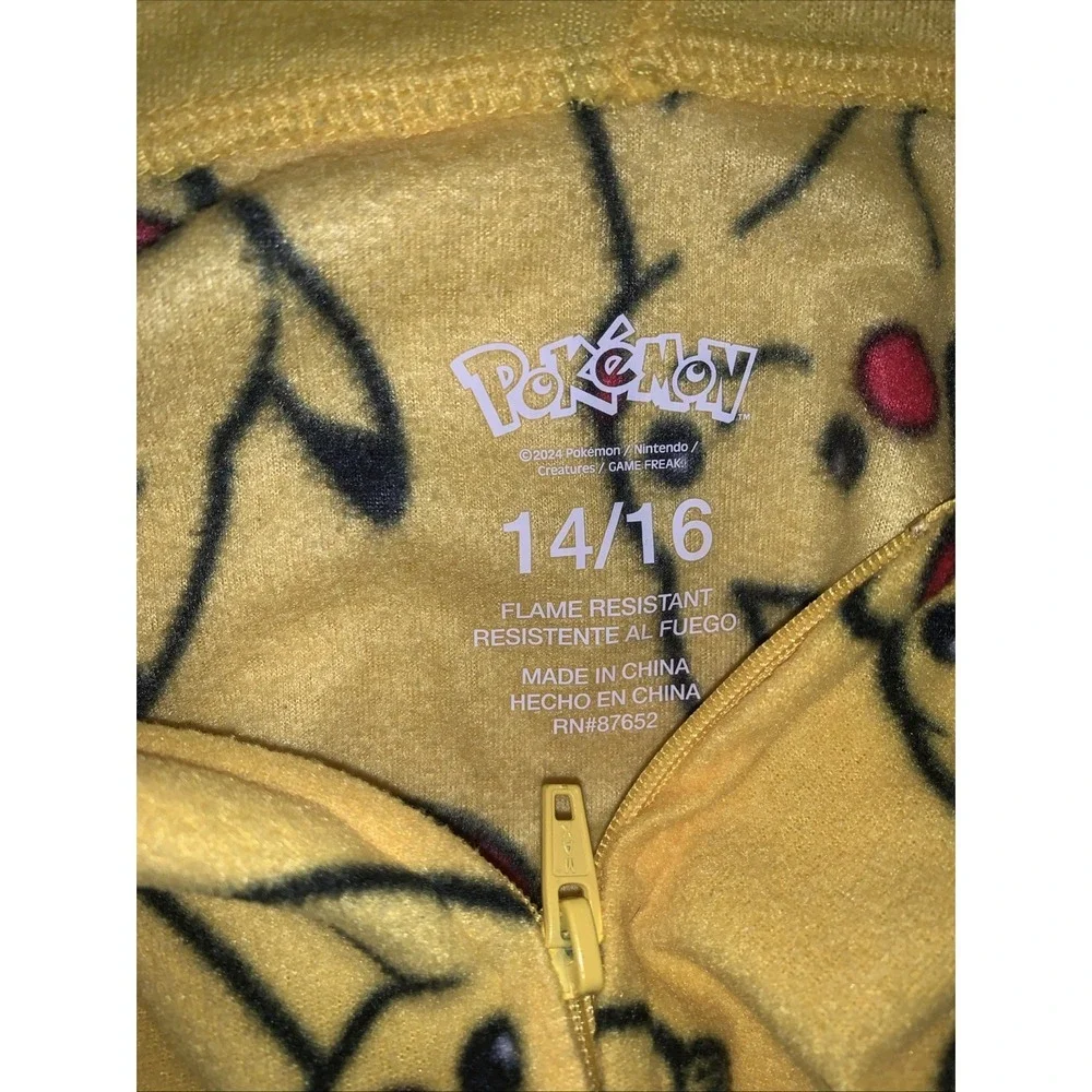 Pokemon Pikachu Hoodie Union Suit One Piece Pajamas 14-16 Boys Costume Cosplay